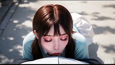 Asian student loves to fuck in the park when everything is in bloom [AI]