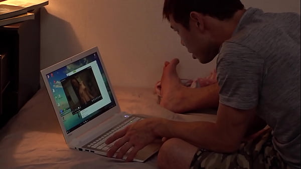 An older who watches an adult video without muting the sound even though he is next to him. He tries not to see it, but his crotch doesn't listen ...[Part 2]