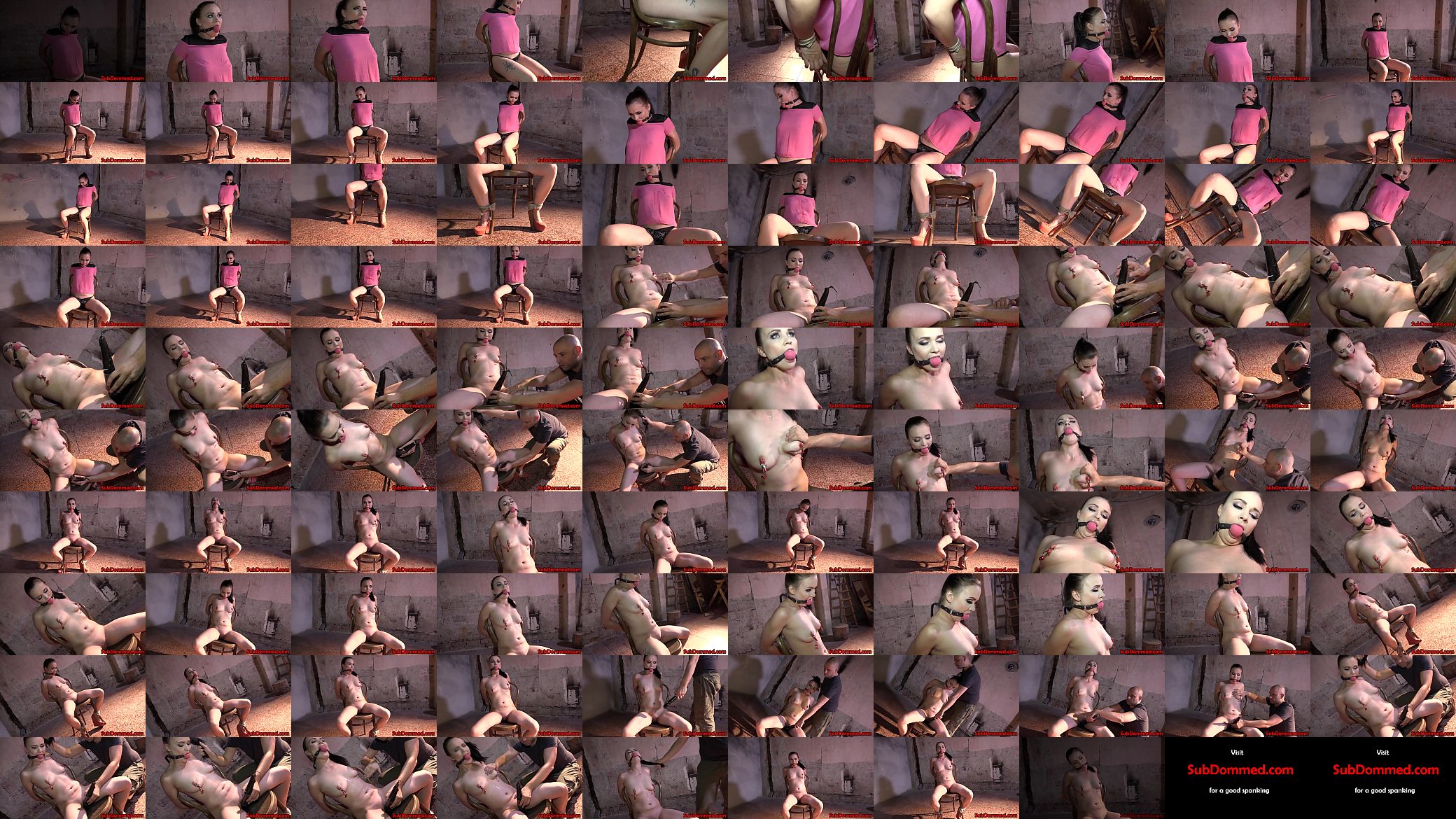 Nipple clamp bdsm sub tied to chair and toyed 预览图