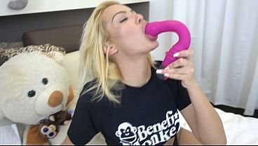 “I Need to Satisfy My Boyfriend” — Cute Blonde Cherry Kiss Cums from Massive Cock Hammering