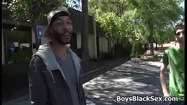 White Sexy Teen Gay Boy Enjoy Big Black Cock De...