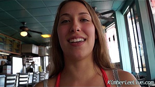 Pretty young babe kimber lee loves to play in public