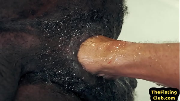 Skinny IR fisting BF fists black hairy asshole ...