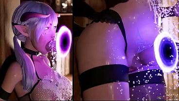 Lustful with Portals by Redvoidcgi (Succubus Futanari deepthroats creampies herself through a magic portal)