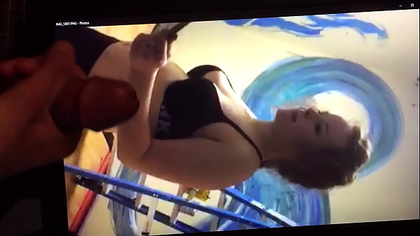 Cum Tribute to Busty Girl in Black Bra