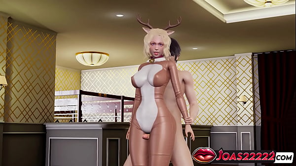 New Year's Reindeer Riders Chapter 3: Thighjob Fetish Pussy Teasing with a Sexy Cosplay Girl, Standing Bondage Fuck in POV Doggystyle, and Intense POV Missionary Press Ending with Creampie in 3D Hentai