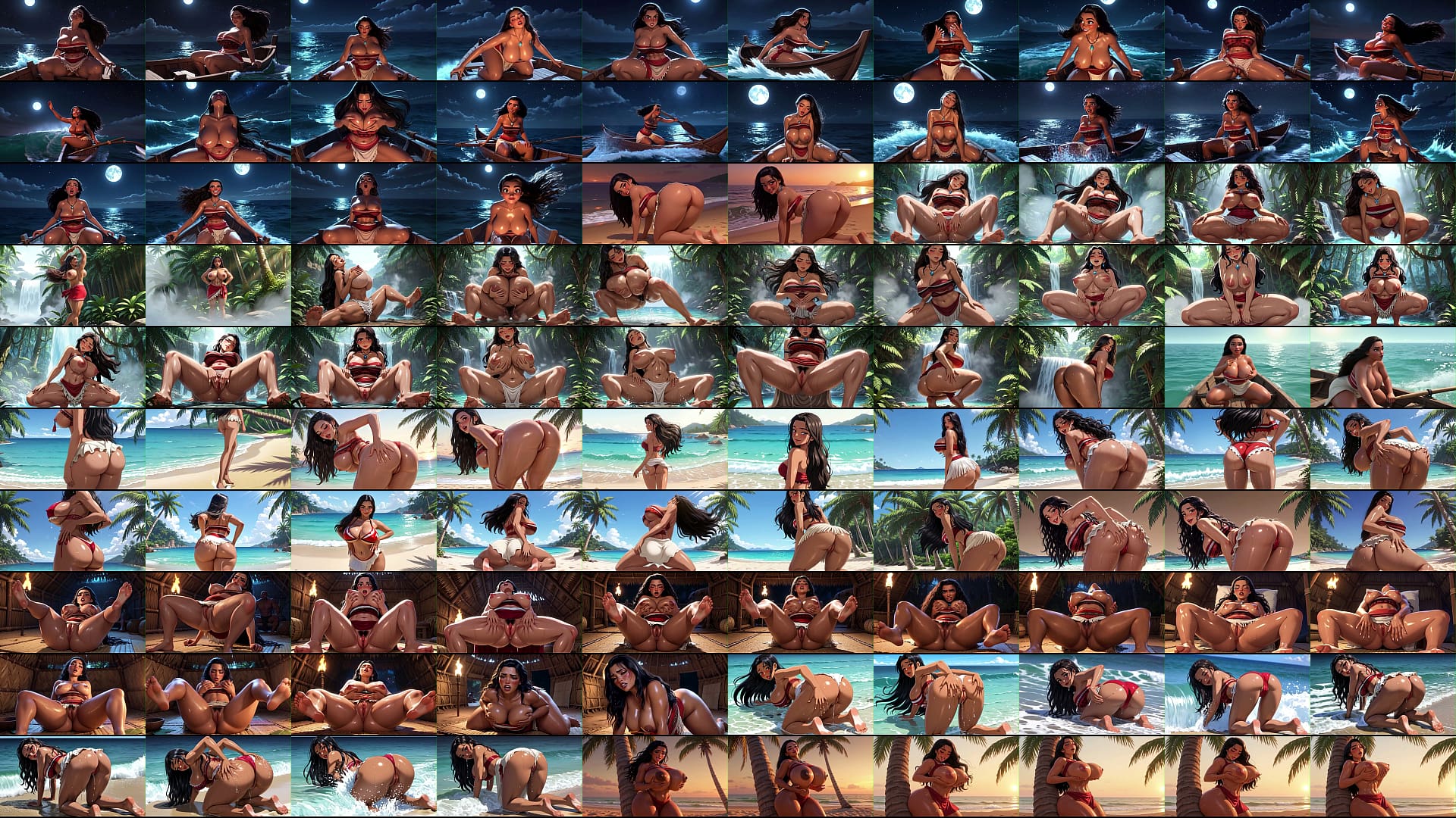 Moana with Massive Breasts and Huge Ass in Passionate Semi Nude Erotic Tropical Islands Scenes (AI Generated) 预览图