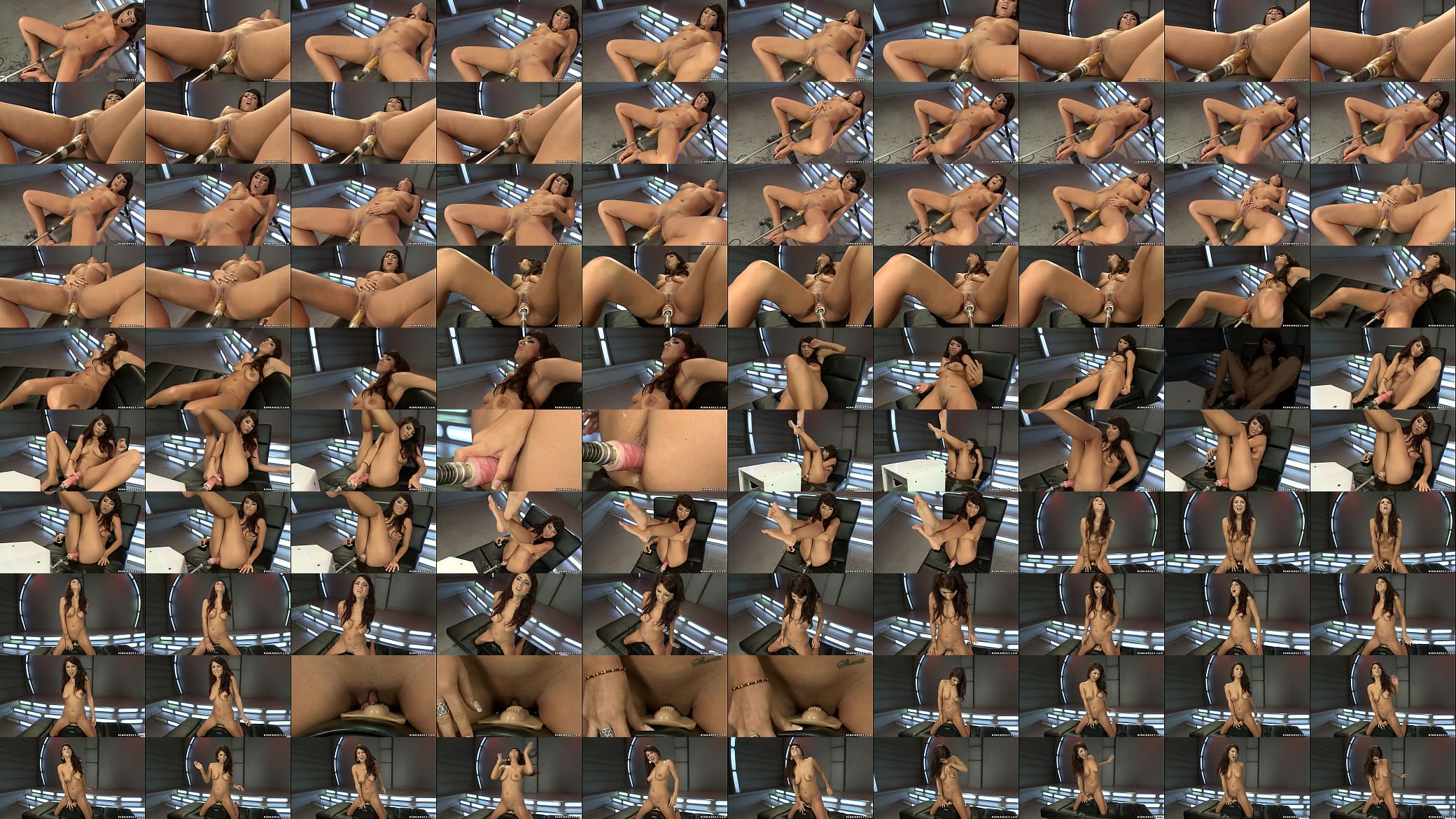 Shaved pussy brunette machine fucked 预览图