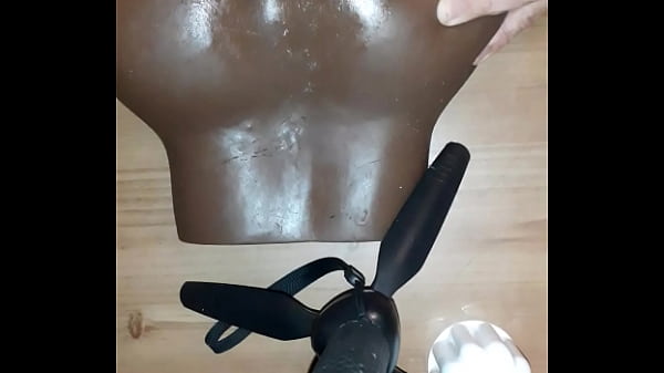 Sucking her whipped cream filled dildo and toy