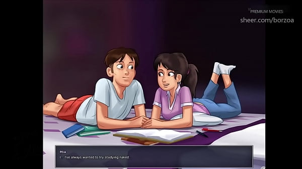 Mia was a strict Christian. So we had to do it secretly while learning and hiding from mom. Her first anal sex was painful but after a while of screaming, she also spreads her pussy for me.  (Summertime Saga - Mia, the Christian)