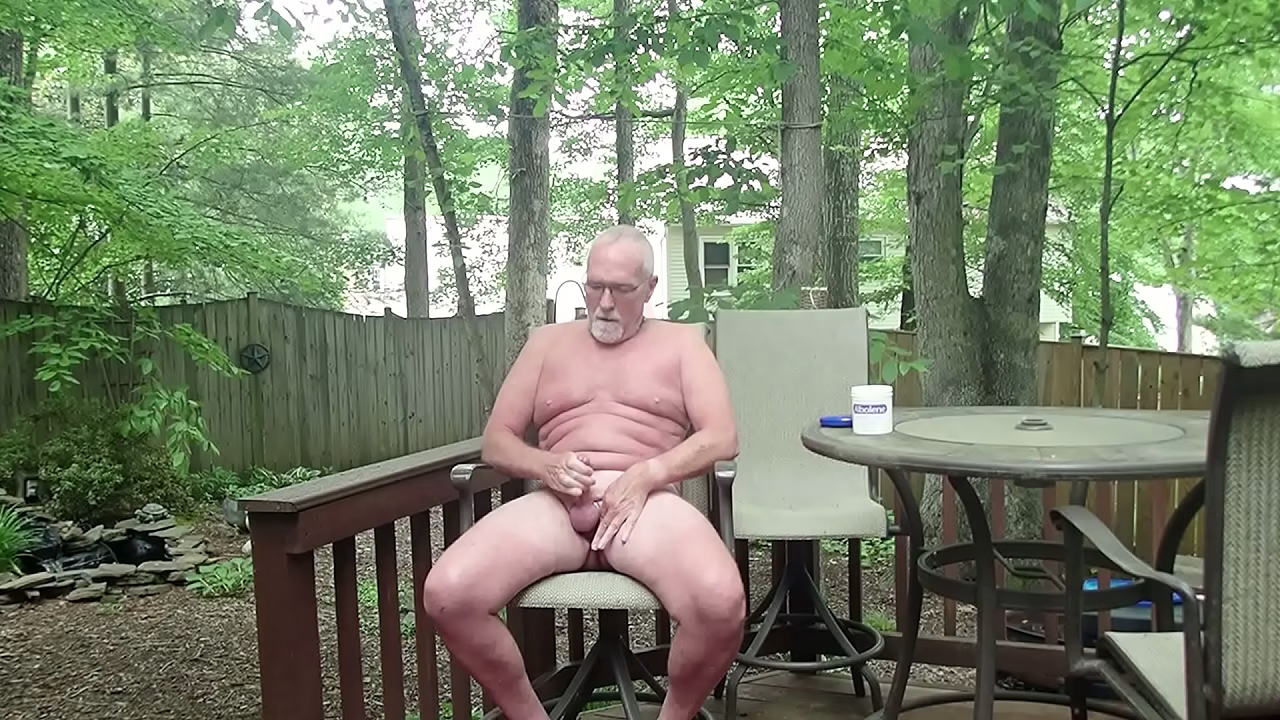 PoundinMyCock4U Jerks Off on his Back Deck in the Middle of the Day