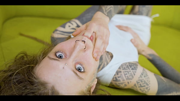 Heavily Tattooed girl deepthroats and takes long cock into her pierced pussy