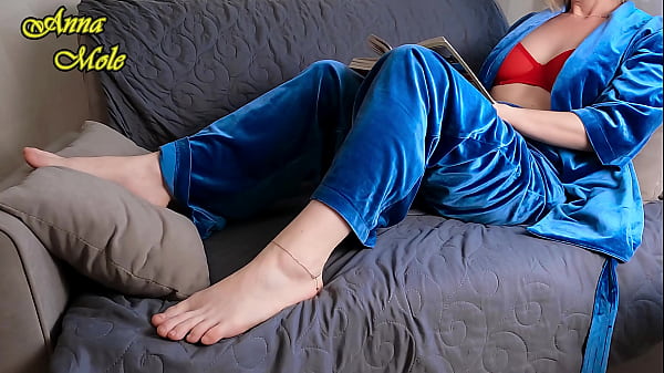 Hot Mommy in Pajamas, can't sleep, and begins to caress herself everywhere, reaching a strong orgasm.