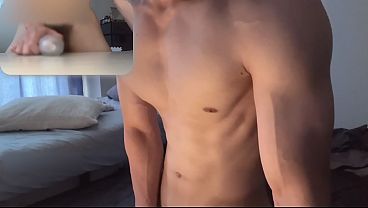 I insert my penis into two transparent sex toys and thrust my hips relentlessly until I ejaculate a huge amount.