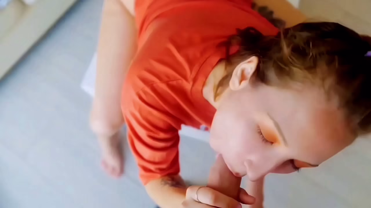 A shy girl gives a really good blowjob.