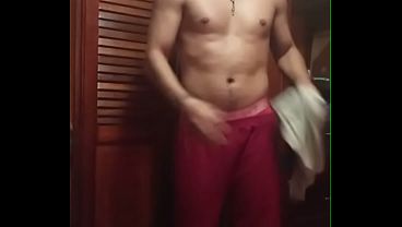 I let my small penis show before entering the shower