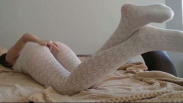 fetish on white pantyhose without panties