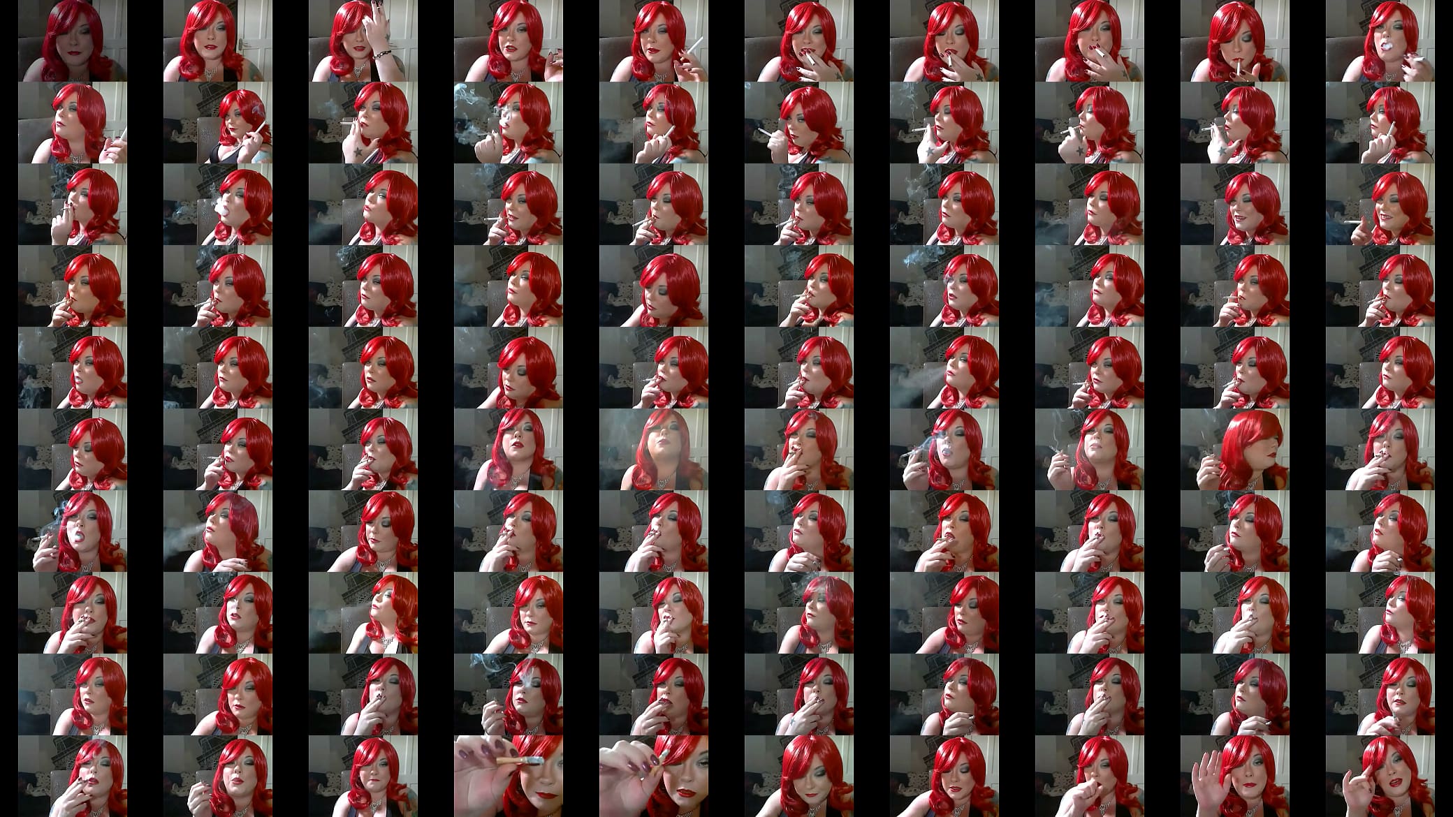 Redhead Mistress Tina Snua Smoking A Cork Cigarette With Nose Exhales 预览图