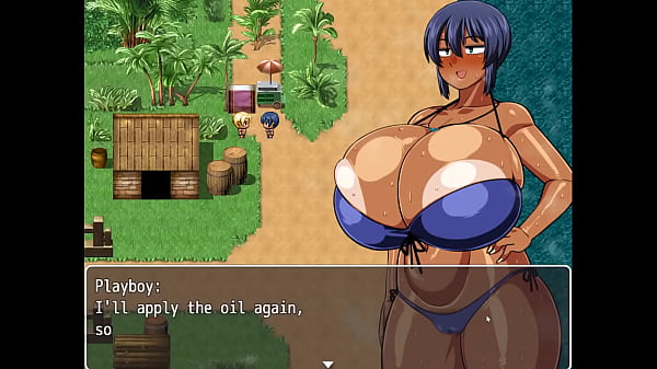 Tanned Girl Natsuki [ HENTAI Game ] Ep.8 hot oil massage at the beach !