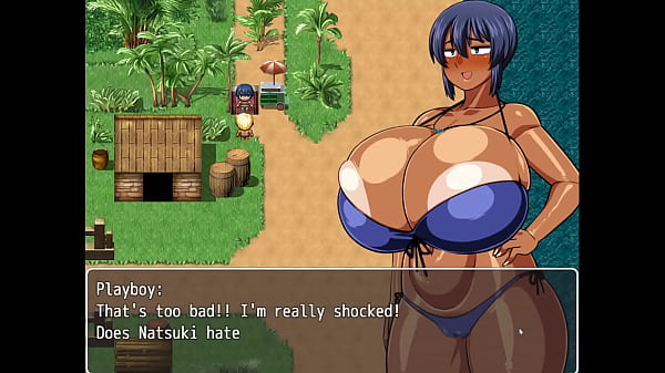 Tanned Girl Natsuki [ HENTAI Game ] Ep.8 hot oil massage at the beach !