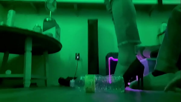Sexy heels crush water bottle