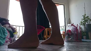 Chubby mother-in-law in see-through panties