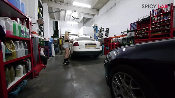 Anal in the workshop with two horny MILF