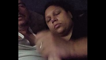 Mixed wifey giving me a handjob while watching Netflix