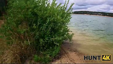 HUNT4K. As soon as she saw the money, she immediately started sucking a Stranger's Dick on the Beach
