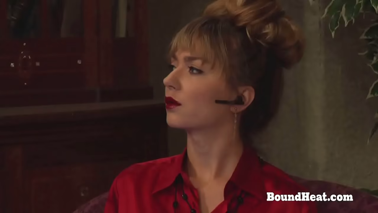 Busty Brunette Lesbian Slave Masturbating And Orgasming For Madame