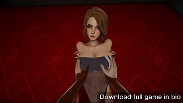 Hot brunette gets her big tits groped by a pervert young man - (You can download full game in bio)