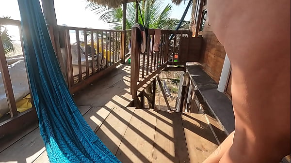 A nice blowjob on the terrace overlooking the beach