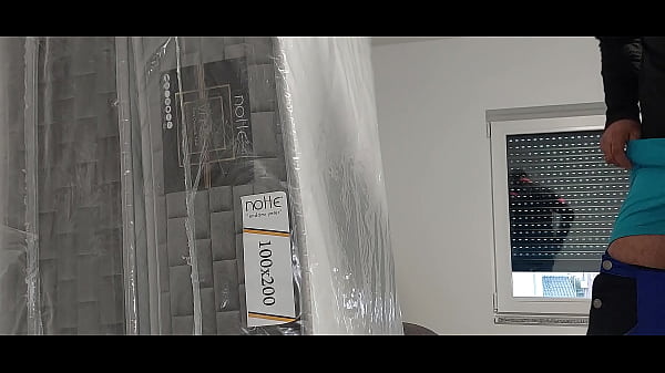 Masturbation on the new mattress and licking th...