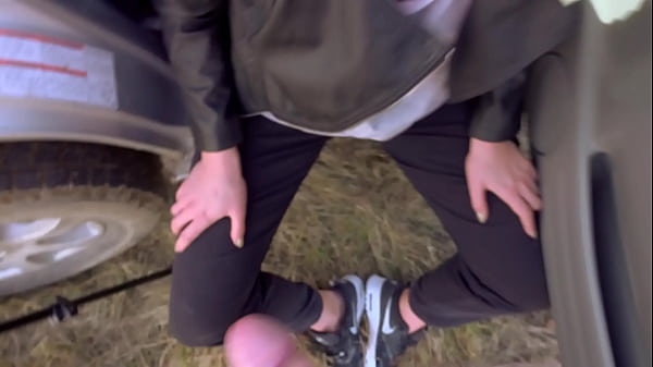 Outdoor Messy Deepthroat in Nike airmax and come on sneakers with Kate Truu