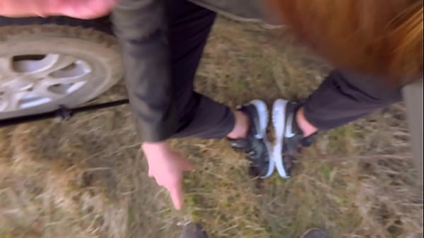 Outdoor Messy Deepthroat in Nike airmax and come on sneakers with Kate Truu