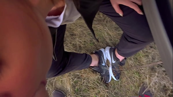 Outdoor Messy Deepthroat in Nike airmax and come on sneakers with Kate Truu