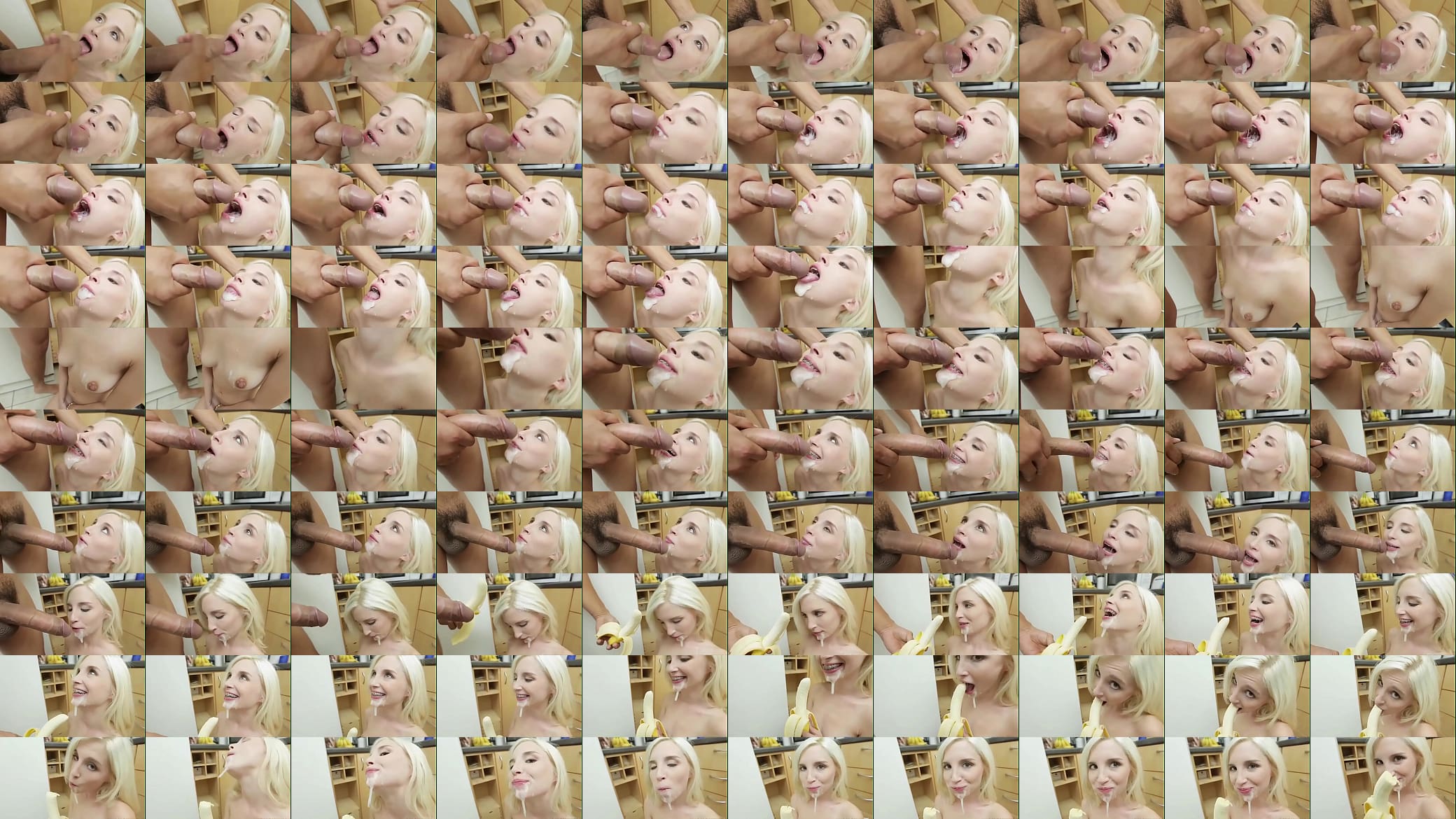 Tiny blonde girl with braces gets facial and eats banana 预览图
