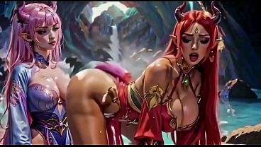 A girl showing her friend how to twerk nice, Ai animation
