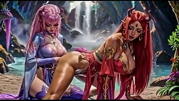 A girl showing her friend how to twerk nice&comma; Ai animation