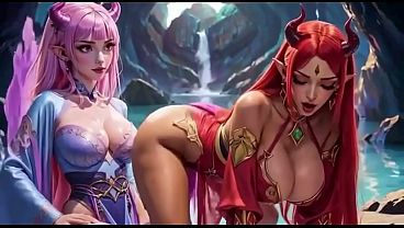 A girl showing her friend how to twerk nice, Ai animation