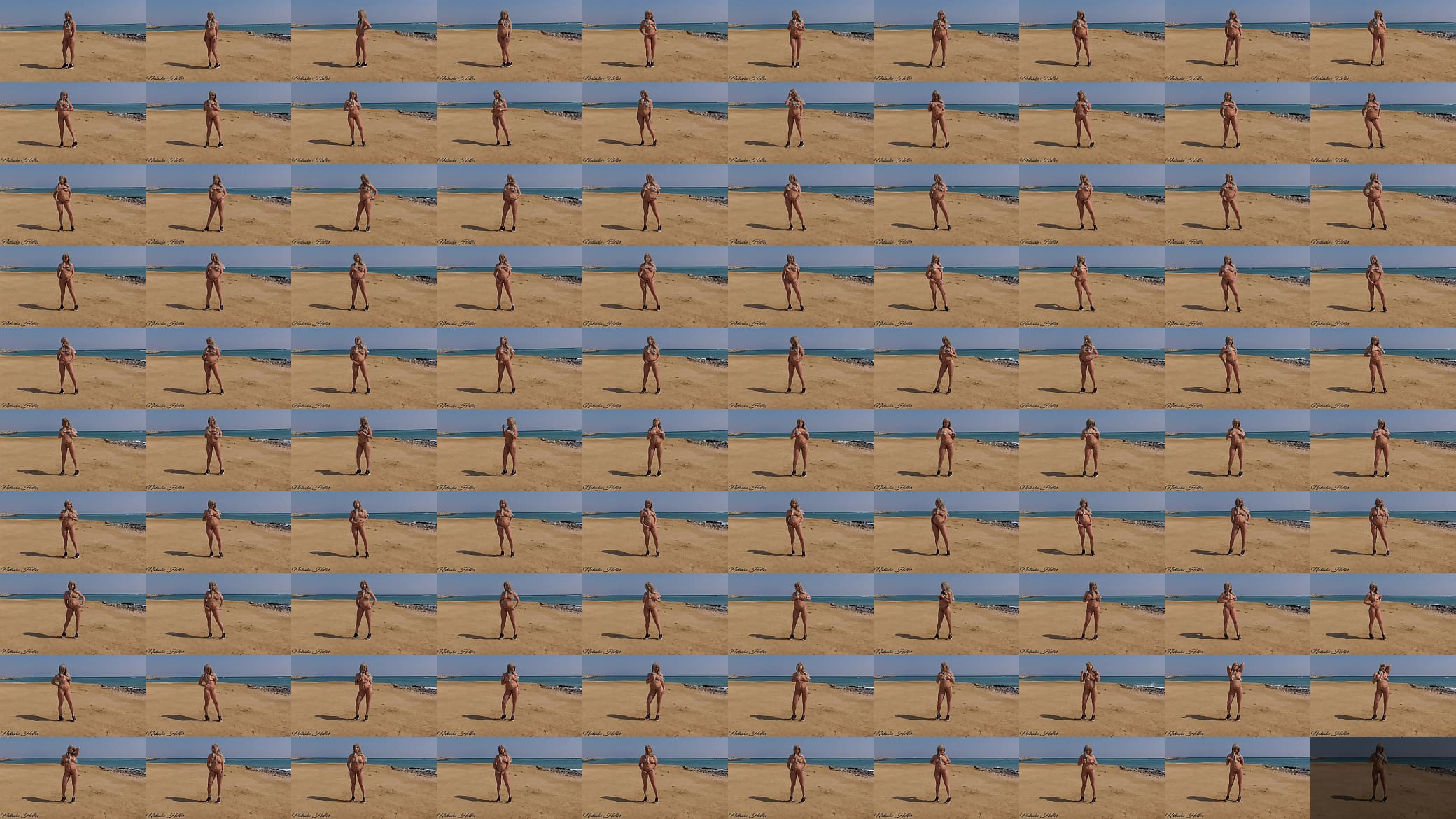 Provocation on the beach in an extreme bikini. 预览图