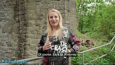 Public Agent Blonde alt chick Hailey White has the tightest pussy POV blowjob and outdoor sex