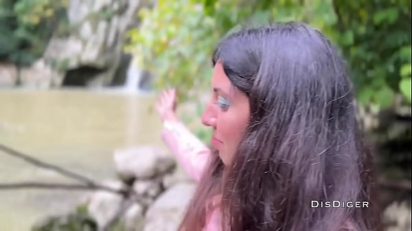 Fucked a cute girl guide at the waterfall . Extreme sex in nature