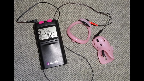 Download Video - Estim cum load milking with chastity device