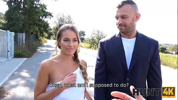 HUNT4K. Man takes care of girls pussy but BF jerks off to sexual show