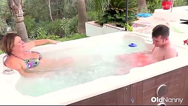 OldNanny - Busty MILF Teases And Plays In Hot Tub With Sam Bourne