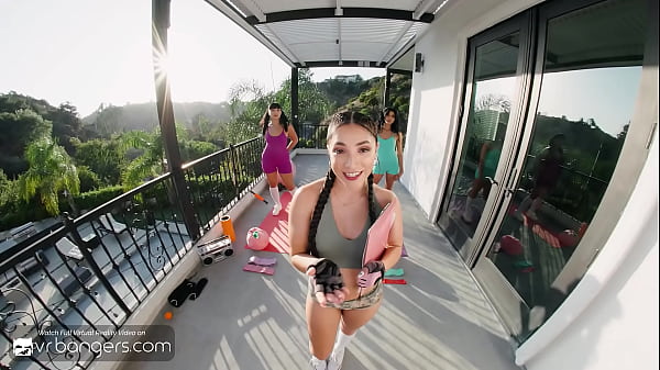 VR Bangers: Three Big-ass Brunettes Deepthroat Your Cock In An Outdoor Fitness Foursome
