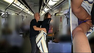 Rubbing himself during the subway ride under her skirt.