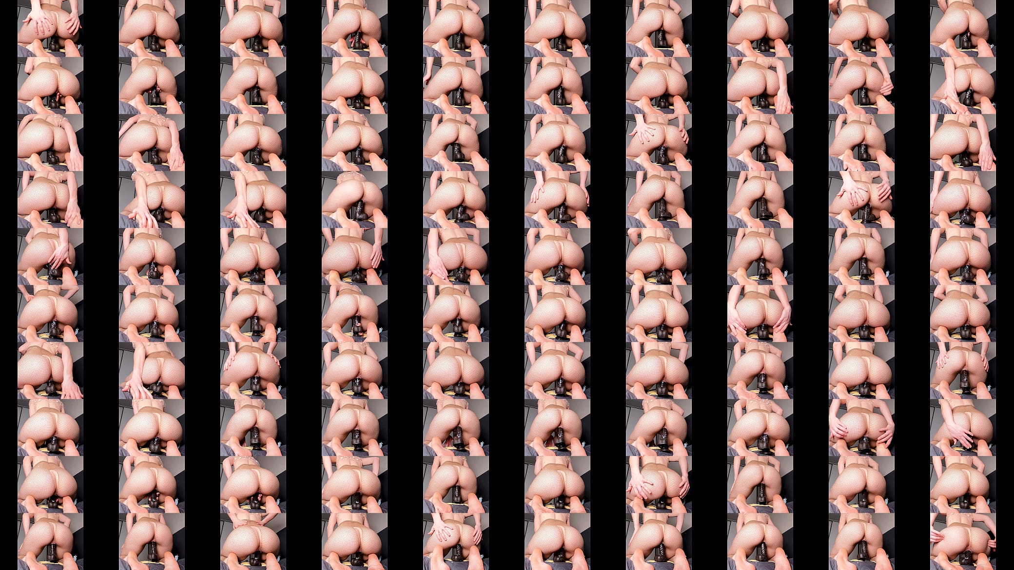PAWG fishnet ass and soles rides dildo foot fetish cute round ass 预览图