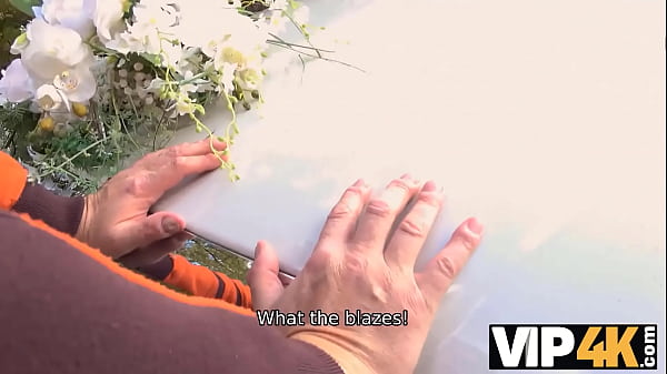 VIP4K. Bride permits husband to watch her having ass scored in limo